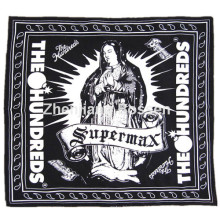 Custom Made Logo Printed Black Cotton Promotional Headscarf